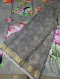 Pure Crepe With Digital  - Gray