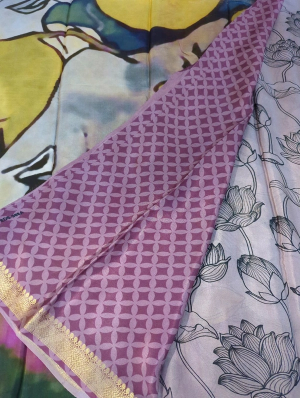 Pure Crepe With Digital  - Purple