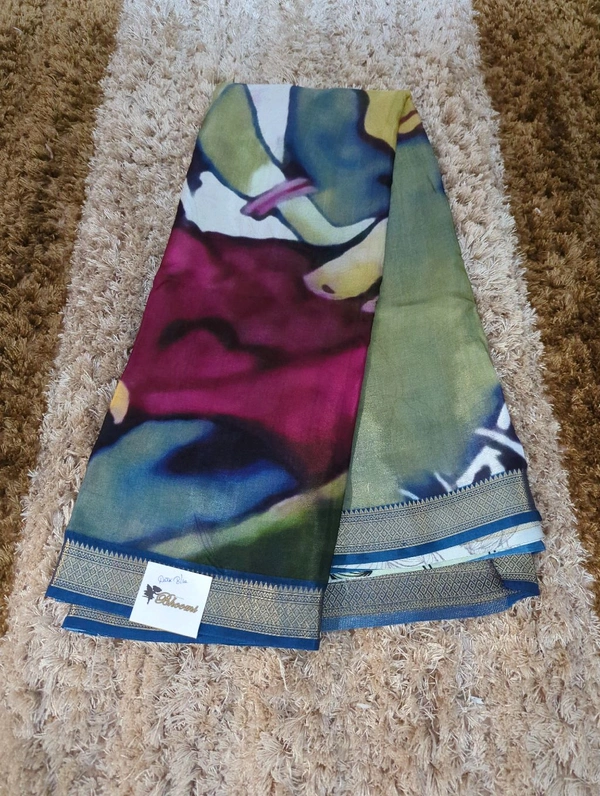 Pure Crepe With Digital  - Dark Blue