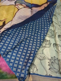 Pure Crepe With Digital  - Dark Blue