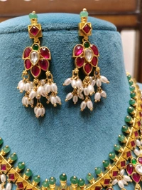 Premium Jadua Kundan Guttapusalu Neck Set With Earring  - Vz
