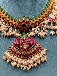 Premium Jadua Kundan Guttapusalu Neck Set With Earring  - Vz