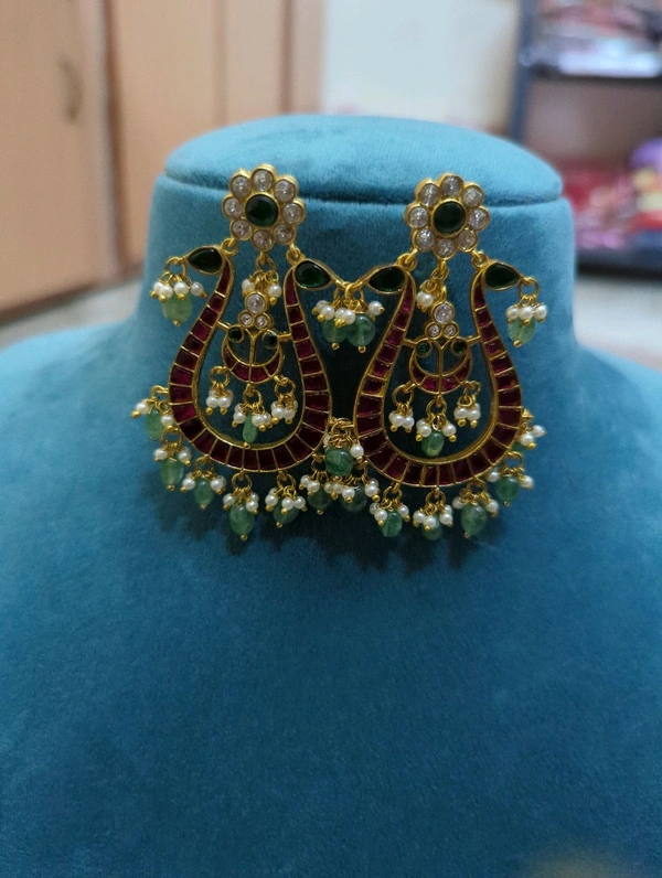 Designer Jadua Kundan Earrings  - Vz