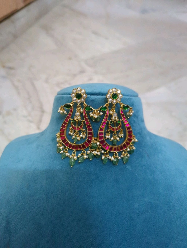 Designer Jadua Kundan Earrings  - Vz