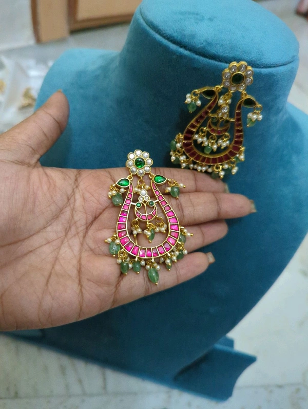 Designer Jadua Kundan Earrings  - Vz