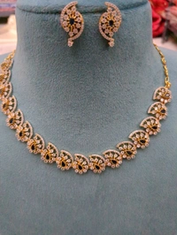 Cz Premium Diamond Copy Neck Set  - Vz, Blue