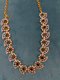 Cz Premium Diamond Copy Neck Set  - Vz, Blue