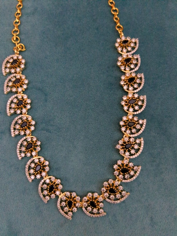 Cz Premium Diamond Copy Neck Set  - Vz, Blue