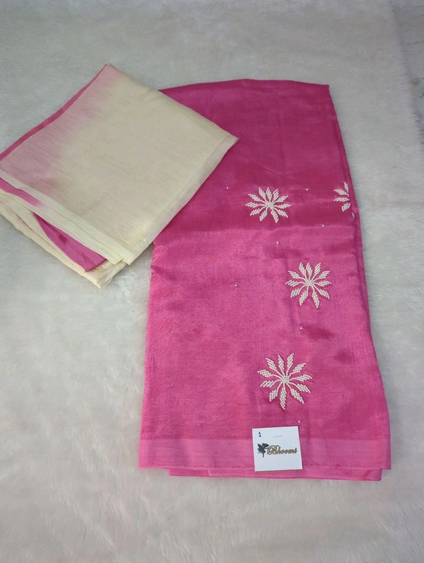 Pure Handloom Mangalagiri Pattu 2 Piece Set With Maggam Work - White 1