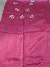 Pure Handloom Mangalagiri Pattu 2 Piece Set With Maggam Work - White 1