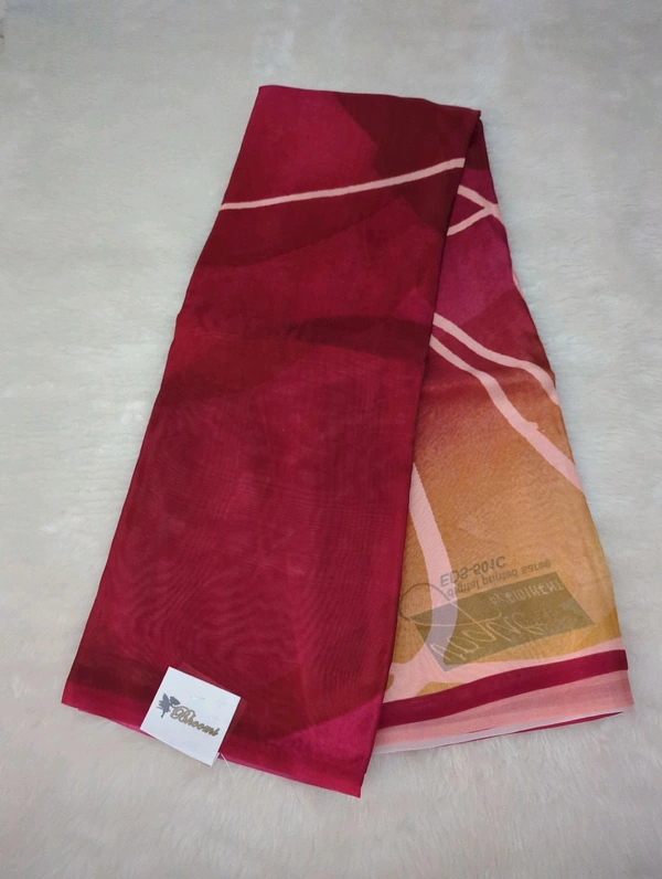 Pure Crepe With Digital  - Maroon