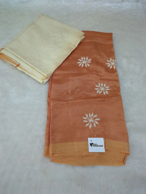 Pure Handloom Mangalagiri Pattu 2 Piece Set With Maggam Work - White 4