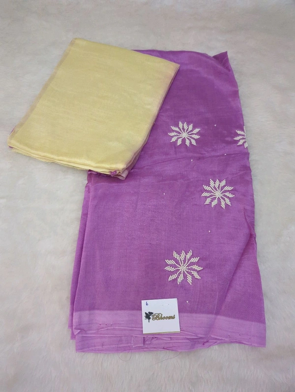 Pure Handloom Mangalagiri Pattu 2 Piece Set With Maggam Work - White 6