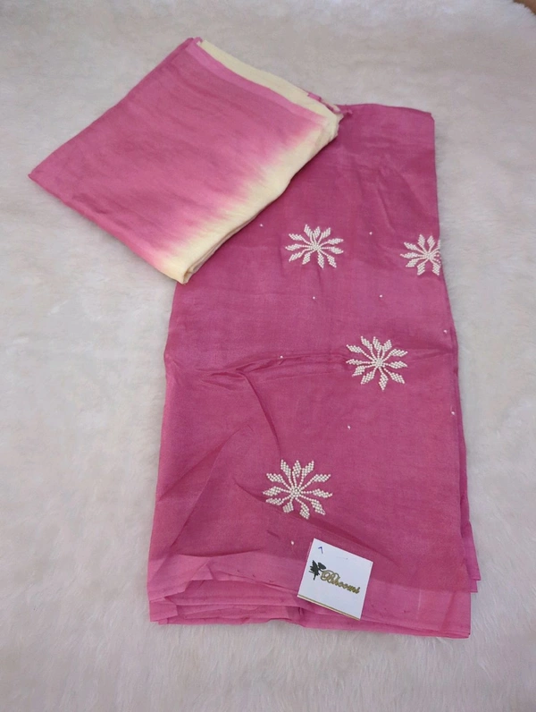 Pure Handloom Mangalagiri Pattu 2 Piece Set With Maggam Work - White 7