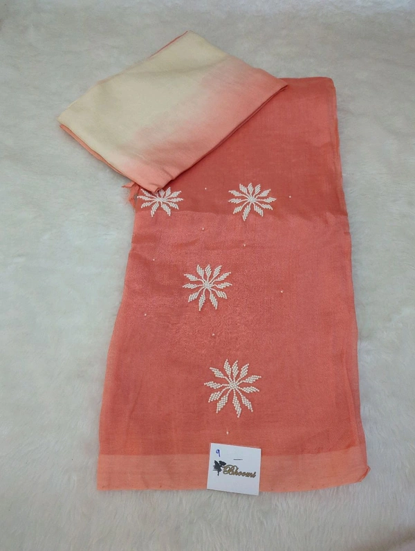 Pure Handloom Mangalagiri Pattu 2 Piece Set With Maggam Work - White 9