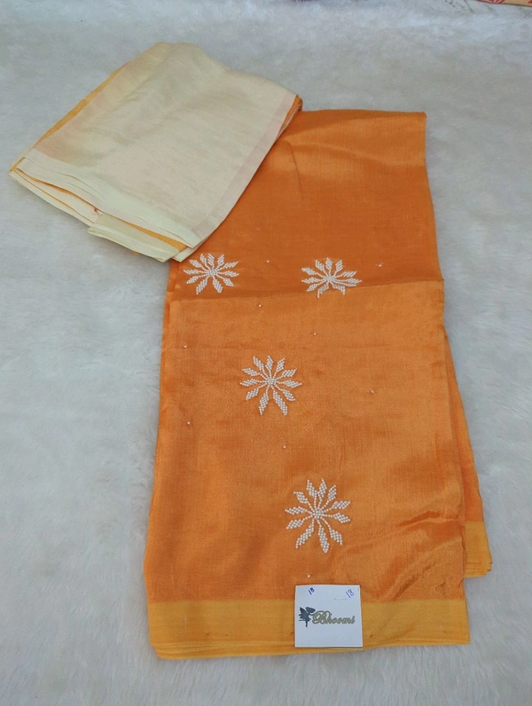 Pure Handloom Mangalagiri Pattu 2 Piece Set With Maggam Work - White 18