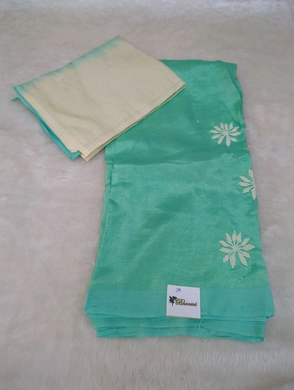 Pure Handloom Mangalagiri Pattu 2 Piece Set With Maggam Work - White 24