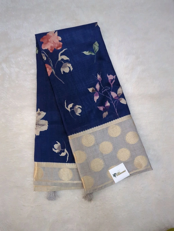 Very Soft Chiniya Tusser  - Navy Blue