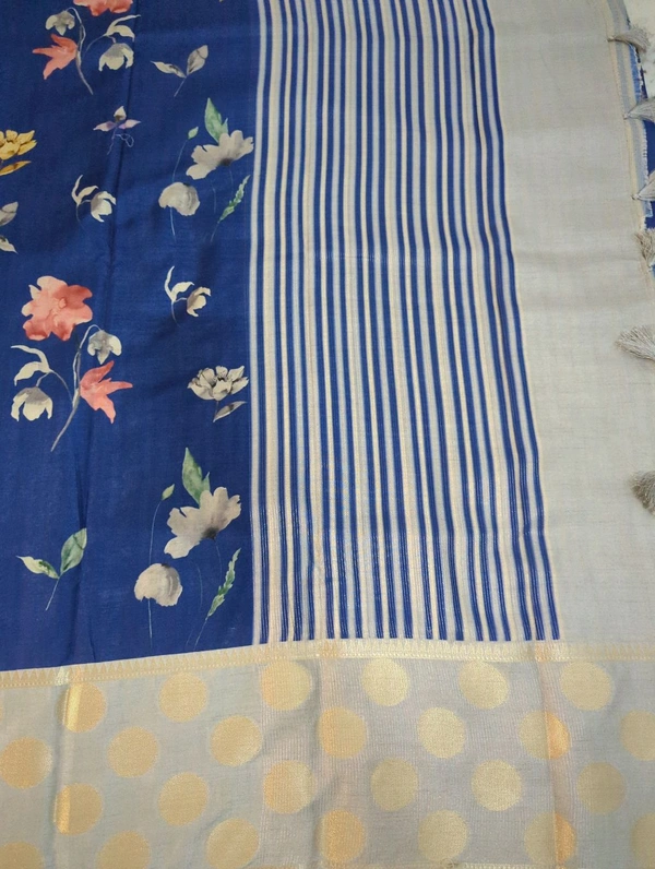 Very Soft Chiniya Tusser  - Navy Blue