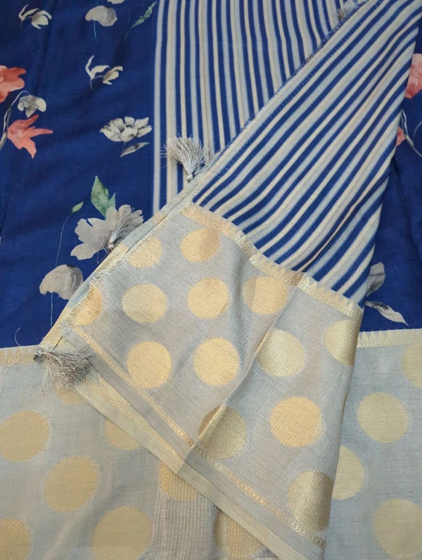 Very Soft Chiniya Tusser  - Navy Blue