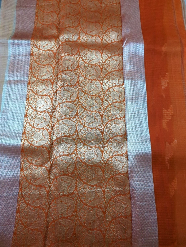 Pure Handloom Organza Designer  - sun down