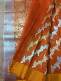 Pure Handloom Organza Designer  - sun down