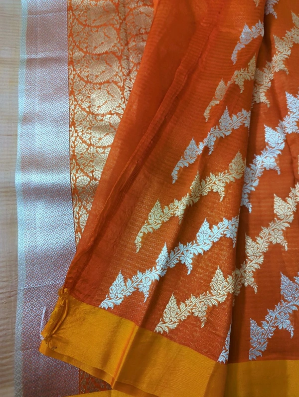 Pure Handloom Organza Designer  - sun down