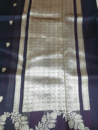 Pure Handloom Organza Kadua Weaving  - Black