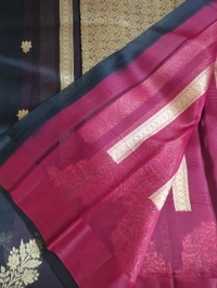 Pure Handloom Organza Kadua Weaving  - Black