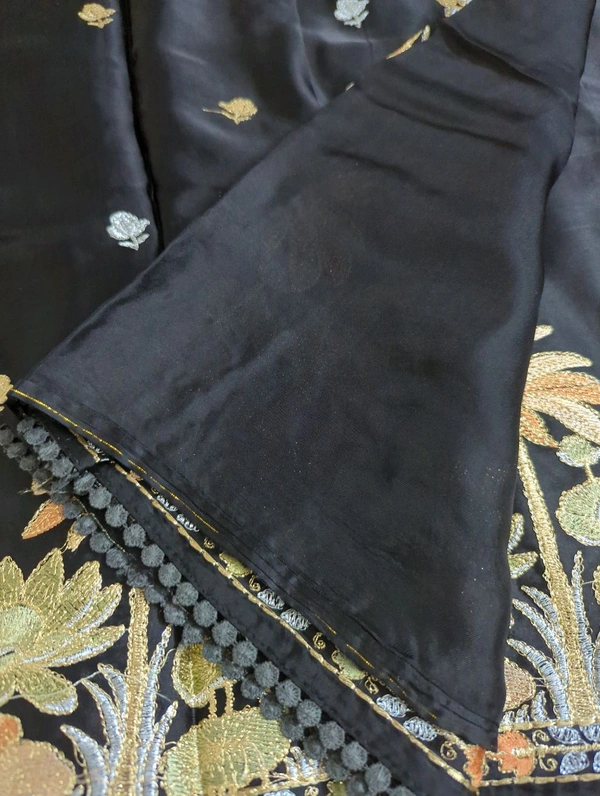 Pure Mushru Embroidery  - Black