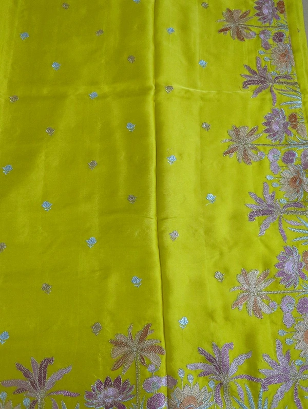 Pure Mushru Embroidery  - Gold