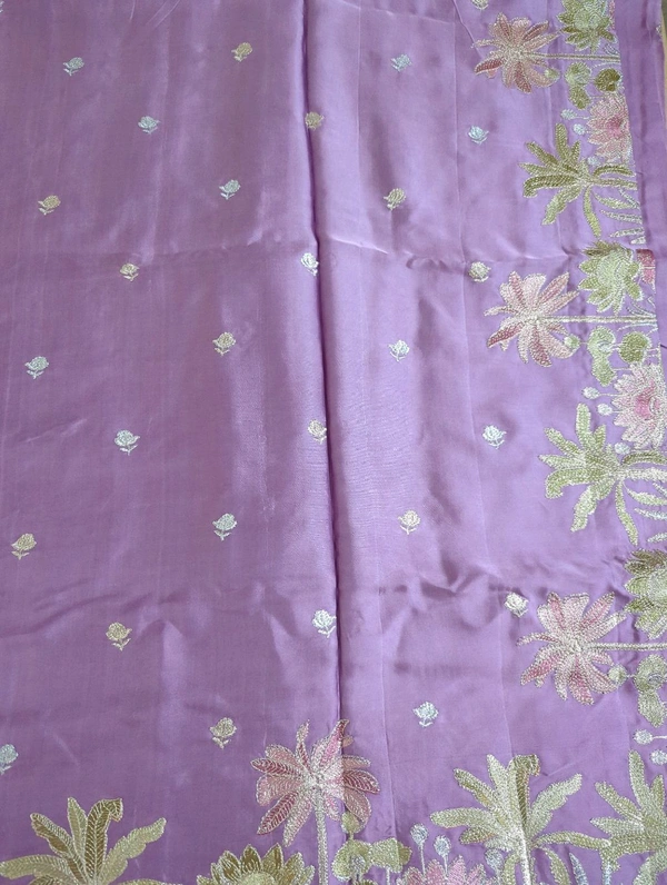 Pure Mushru Embroidery  - Mauve