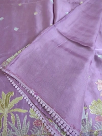 Pure Mushru Embroidery  - Mauve