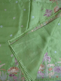 Pure Mushru Embroidery  - Mint Green