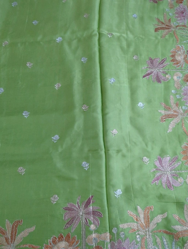 Pure Mushru Embroidery  - Mint Green