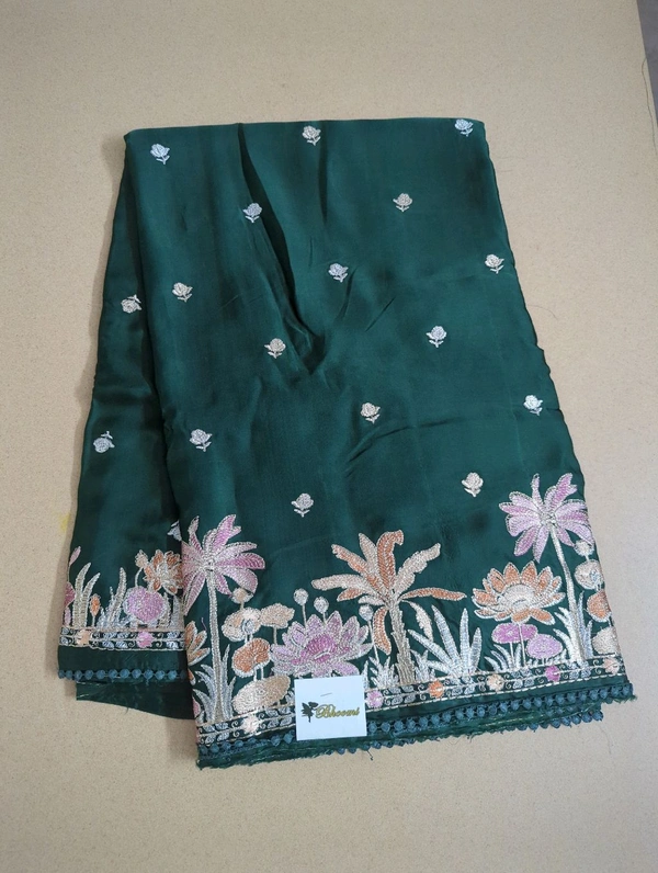 Pure Mushru Embroidery  - dark green