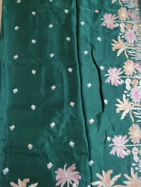 Pure Mushru Embroidery  - dark green