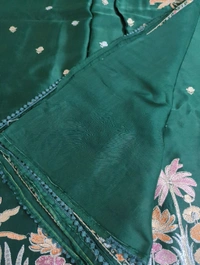 Pure Mushru Embroidery  - dark green