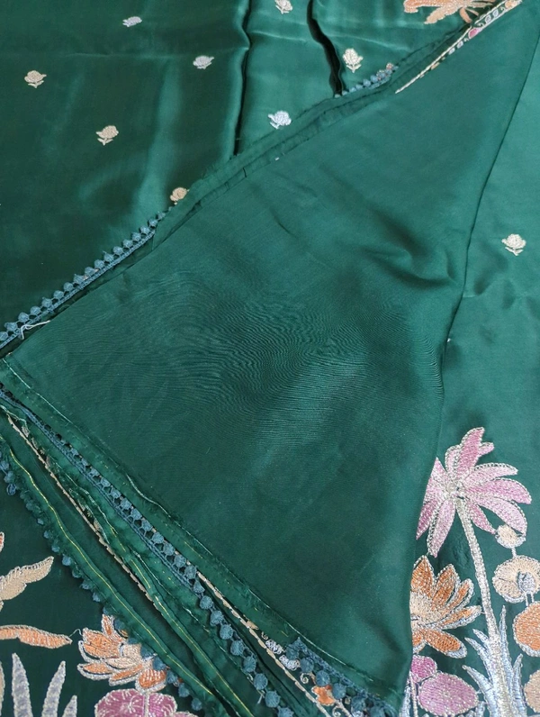 Pure Mushru Embroidery  - dark green
