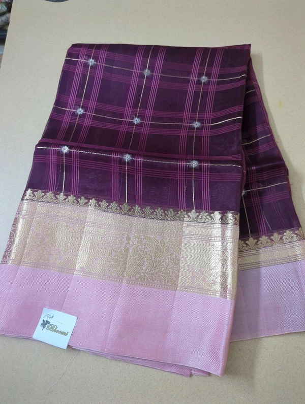 Pure Handloom Organza With Pure Raw Mango Blouse  - Pink
