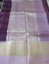 Pure Handloom Organza With Pure Raw Mango Blouse  - Pink