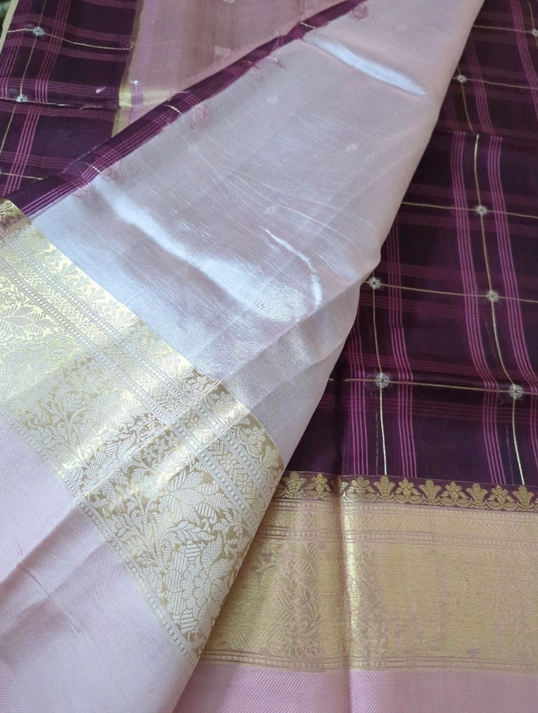 Pure Handloom Organza With Pure Raw Mango Blouse  - Pink