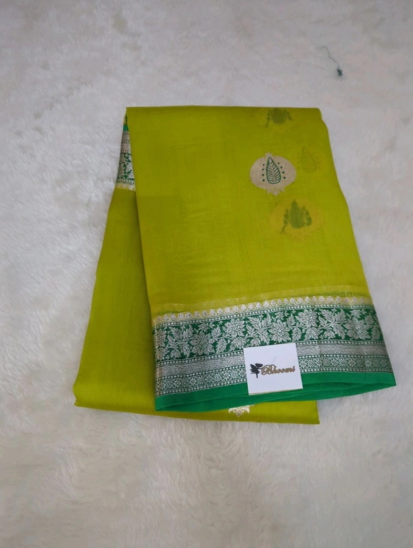 Pure Handloom Kora By Silk  - green