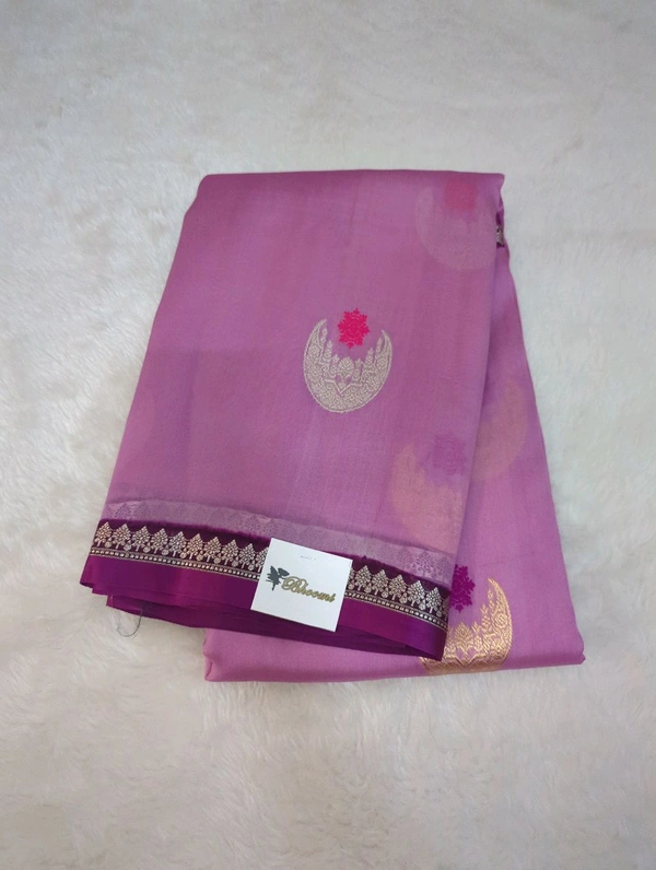 Pure Handloom Kora By Silk  - Purple