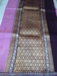 Pure Handloom Kora By Silk  - Purple