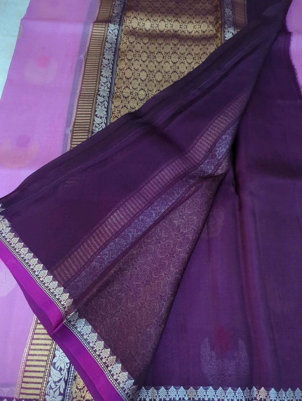 Pure Handloom Kora By Silk  - Purple