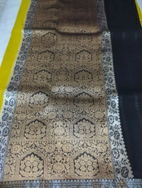 Pure Handloom Kora By Silk  - Black