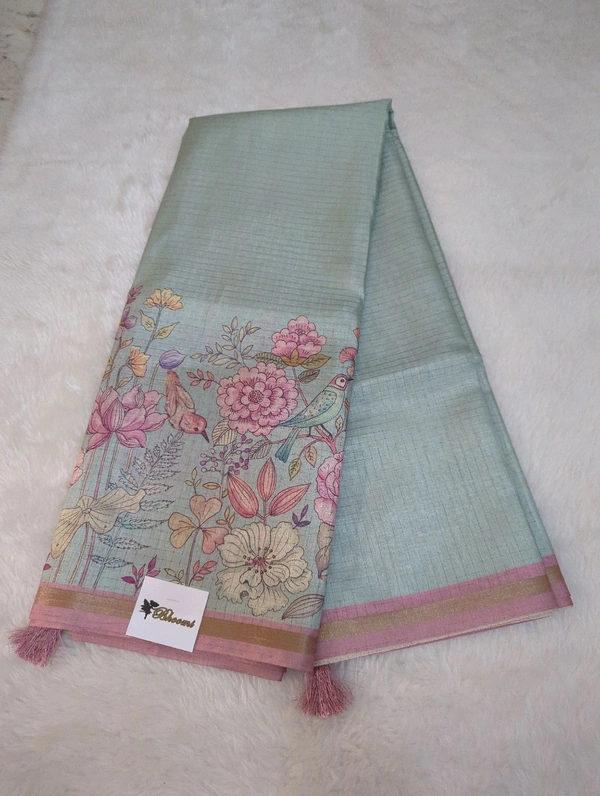 Soft Tusser Checks - sky blue 1