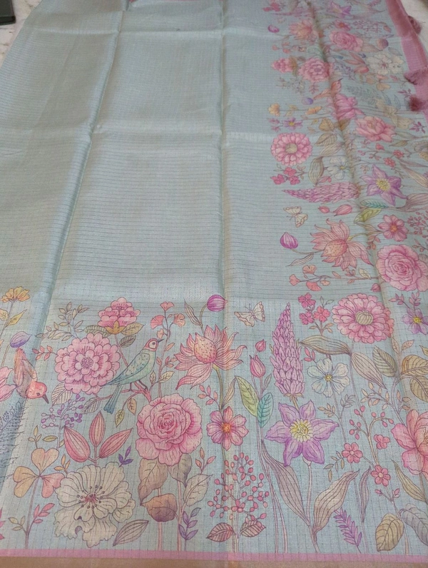 Soft Tusser Checks - sky blue 1