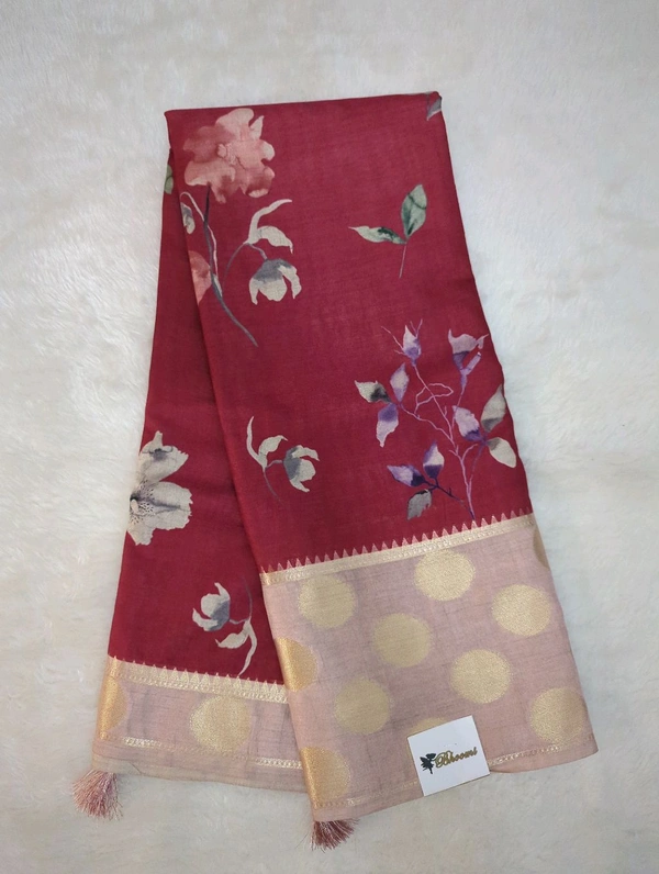 Very Soft Chiniya Tusser  - Bright Red